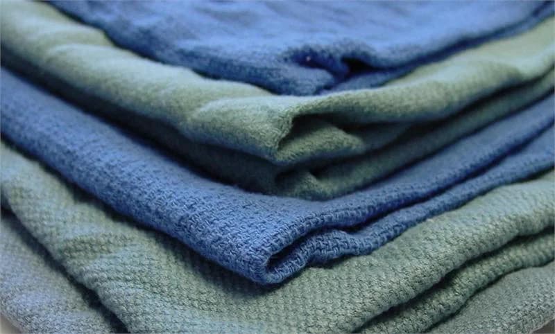 1000 lbs Reclaimed 100% Cotton Surgical Huck Rags Blue Green Assorted Lint Free