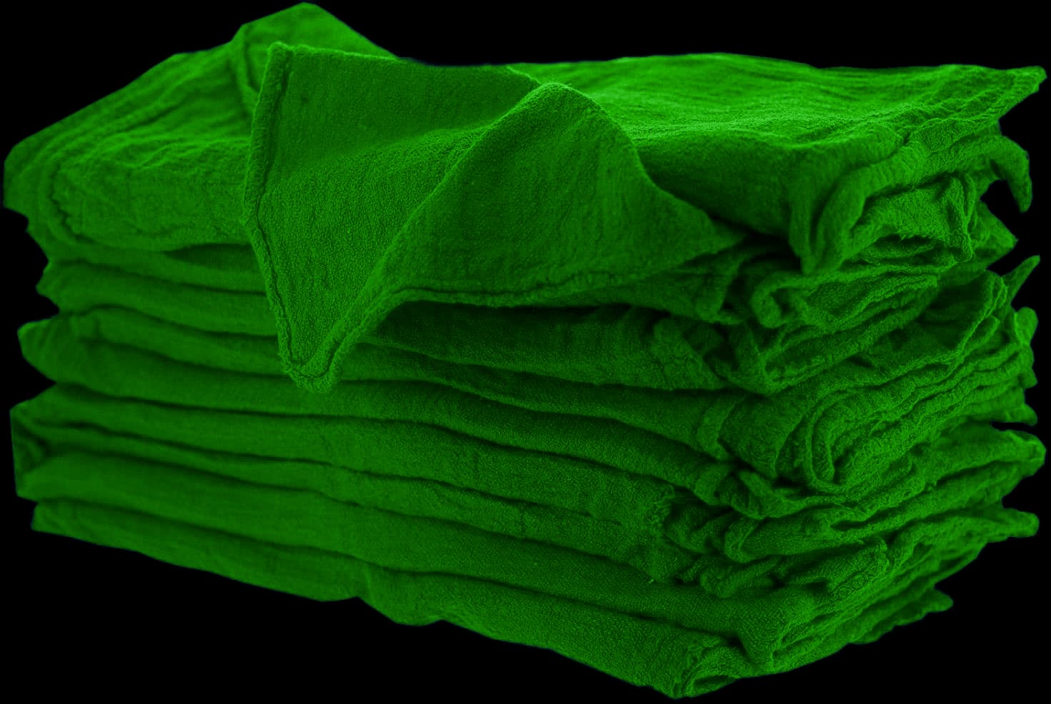 Green Auto-Mechanic Shop Towels Rags 100% Cotton 14x14