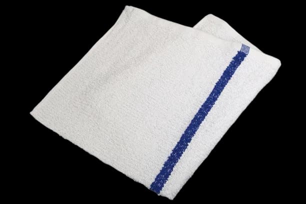 17x20 Super Ribbed White Bar Towels 2 Blue Center Stripe (100% Cotton) 32 ozs