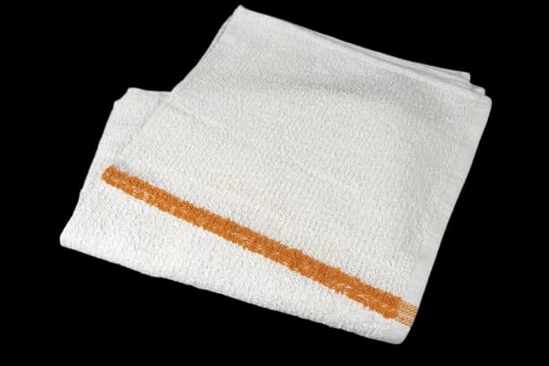 17x20 Super Terry White Bar Towel Orange Center Stripe (100% Cotton) 30 ozs