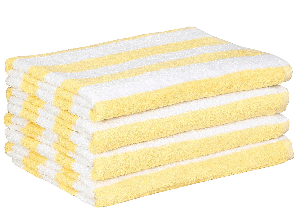 880139825039 30 X 70 Yellow Stripe Cabana Beach Lounge Pool Towels (100% Cotton) 15.lbs