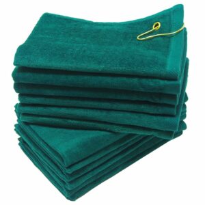 Hunter Green 11 x 18 Terry Velour Golf Rally Towels with Grommet & Hook