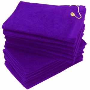 Purple 11 x 18 Terry Velour Golf Rally Towels with Grommet & Hook