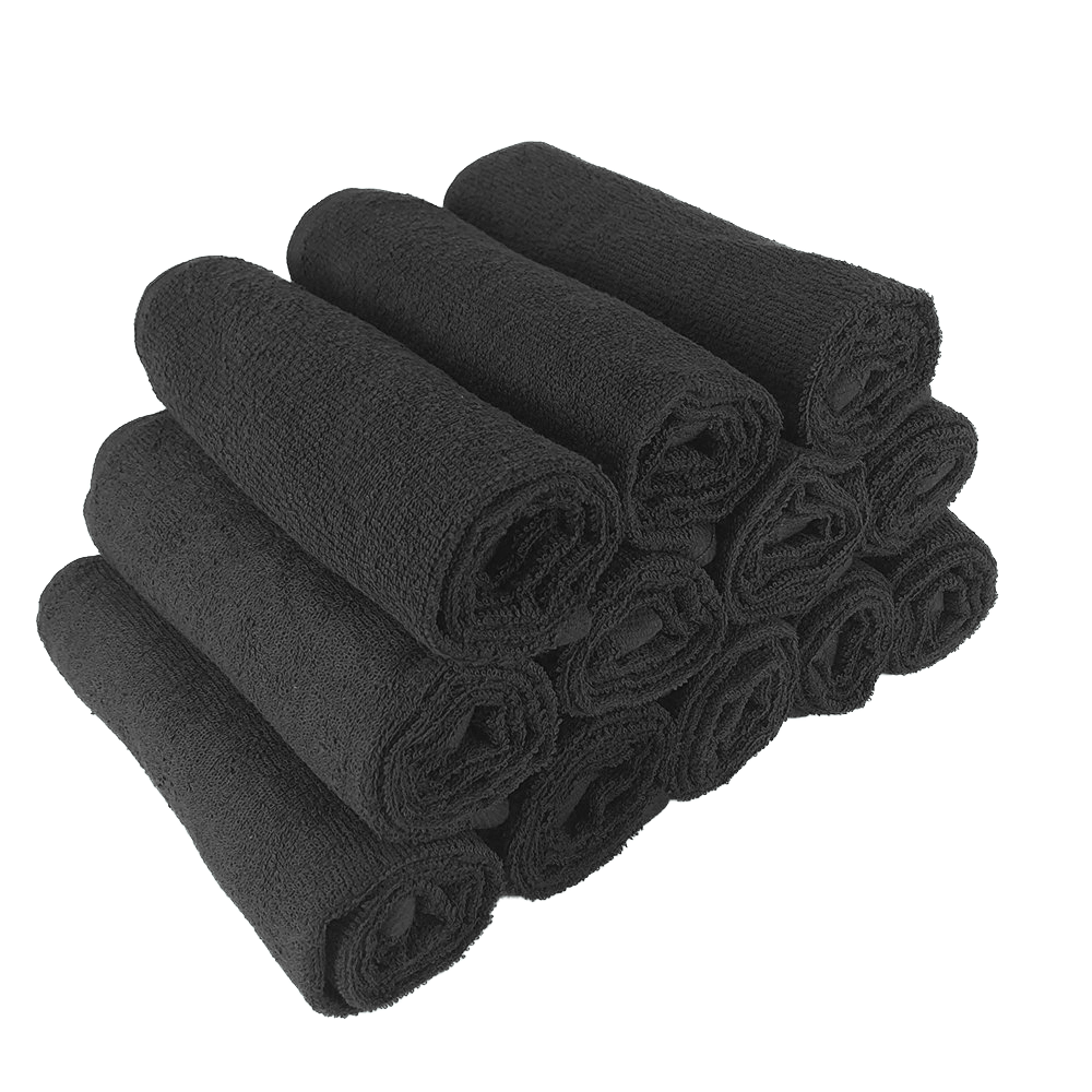 15x25 Black Hand Towels, Wholesale