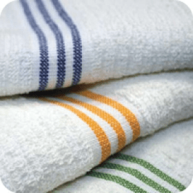 30 x 60 Gold Stripe Ribbed Pool Towels w/ Three Color Stripes 9 lbs Bale Package Compress