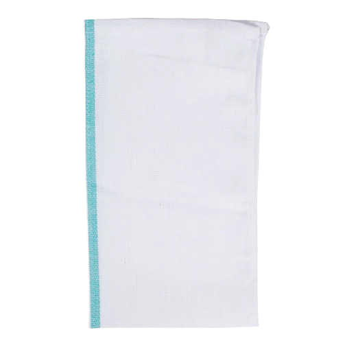 880856335149 15 X 26 White Herringbone Kitchen Towels (100% Cotton) Green Center Stripe 24 ozs