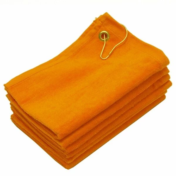 Gold 11 x 18 Terry Velour Golf Rally Towels with Grommet & Hook