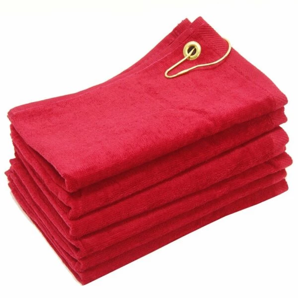 Red 11 x 18 Terry Velour Golf Rally Towels with Grommet & Hook