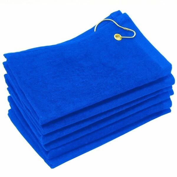 Royal Blue 11 x 18 Terry Velour Golf Rally Towels with Grommet & Hook