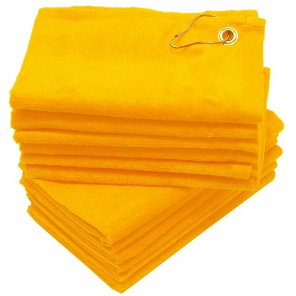 Yellow 11 x 18 Terry Velour Golf Rally Towels with Grommet & Hook