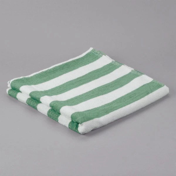 880127188092 30 x 60 Green Stripe Bleach Safe Pool Towels (100% Cotton) 9 lbs