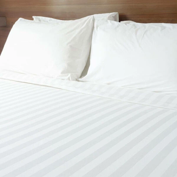 880149116196 60 x 80 x 15 Queen Fitted Hotel & Resort T-300 Tone on Tone Stripe Sheets