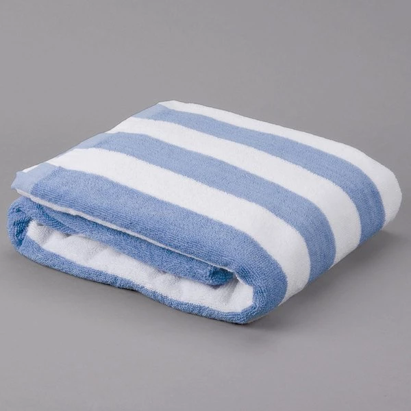 880180392511 32 x 70 Blue Stripe Bleach Safe Pool Towels (100% Cotton) 15 lbs