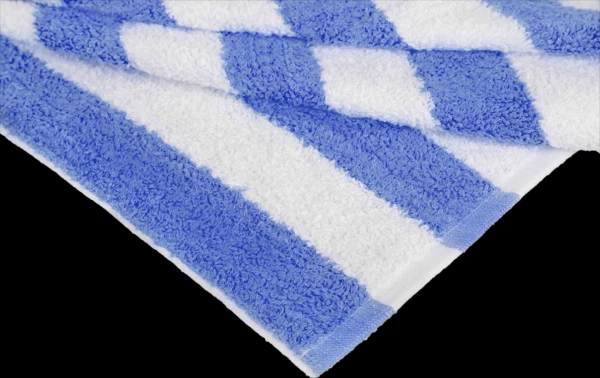 880209705124 35 x 70 Medium Blue Cabana Stripe Pool Towels Bleach Safe w/ Twill Dobby Hem 20 lbs