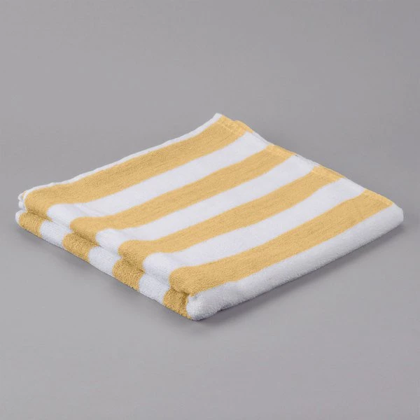 880843839056 30 x 60 Yellow Cabana Stripe Pool Towels 9 lbs (100% Cotton)