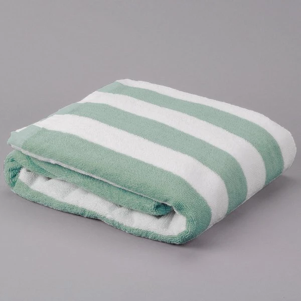880887903744 32 x 70 Green Stripe Bleach Safe Pool Towels (100% Cotton) 15 lbs