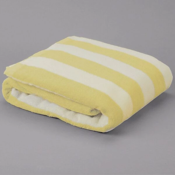 880896186503 32 x 70 Canary Stripe Bleach Safe Pool Towels (100% Cotton) 15 lbs