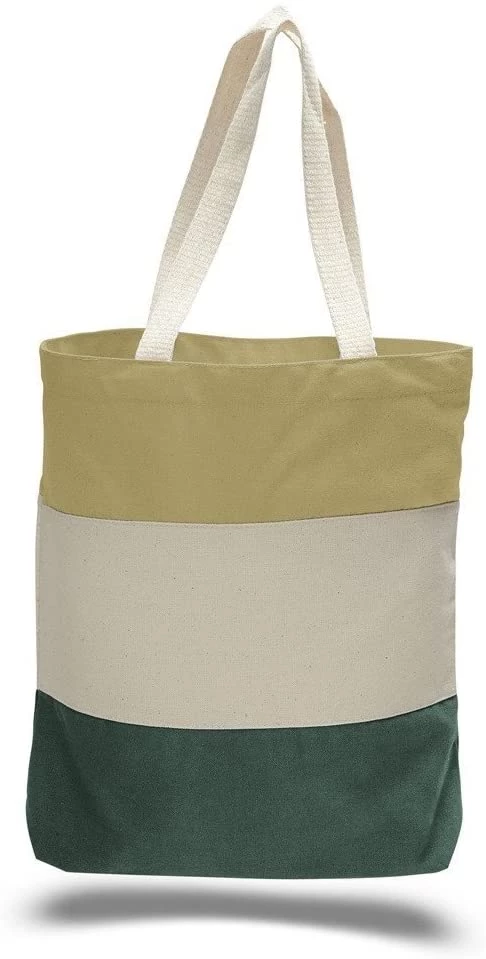 Wholesale Tri Color Tote Bags Forest Green
